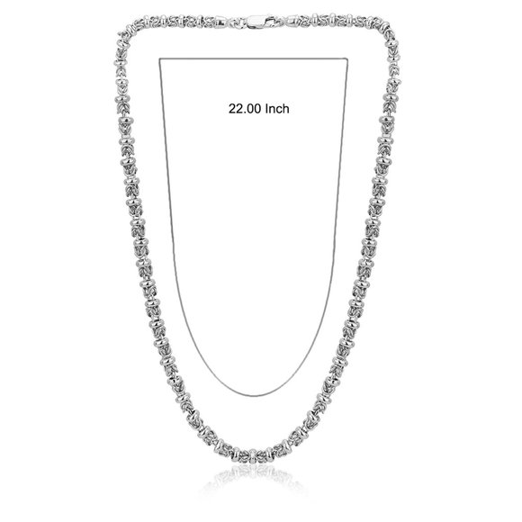 Vanbelle Sterling Silver Jewelry Handmade Byzantine Chain Necklace - Picture 3 of 5